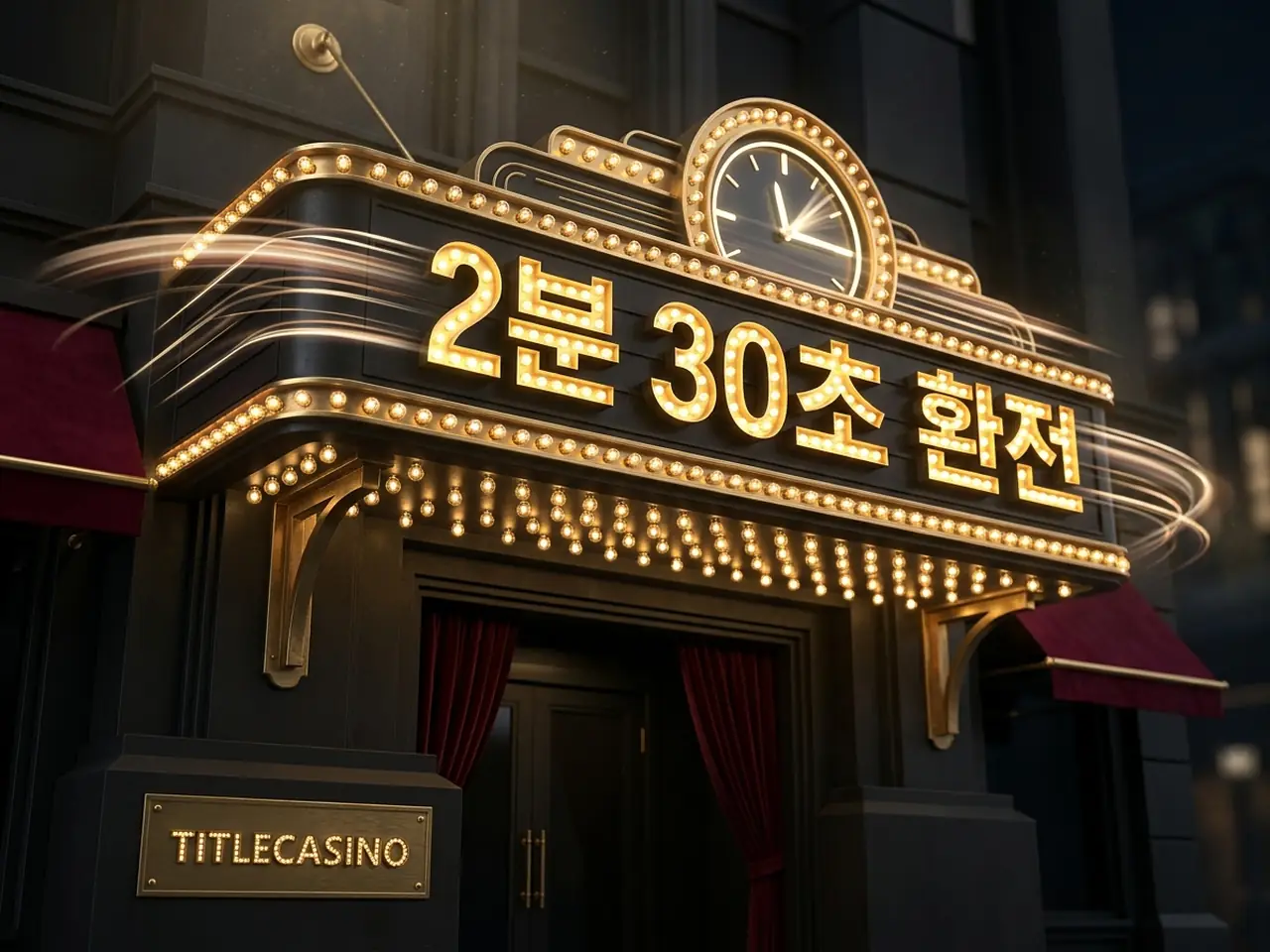 신청과 검증, 지급 단계가 전구 사인으로 이어지는 환전 프로세스 무대, 평균 2분 30초 처리 속도를 담은 장면