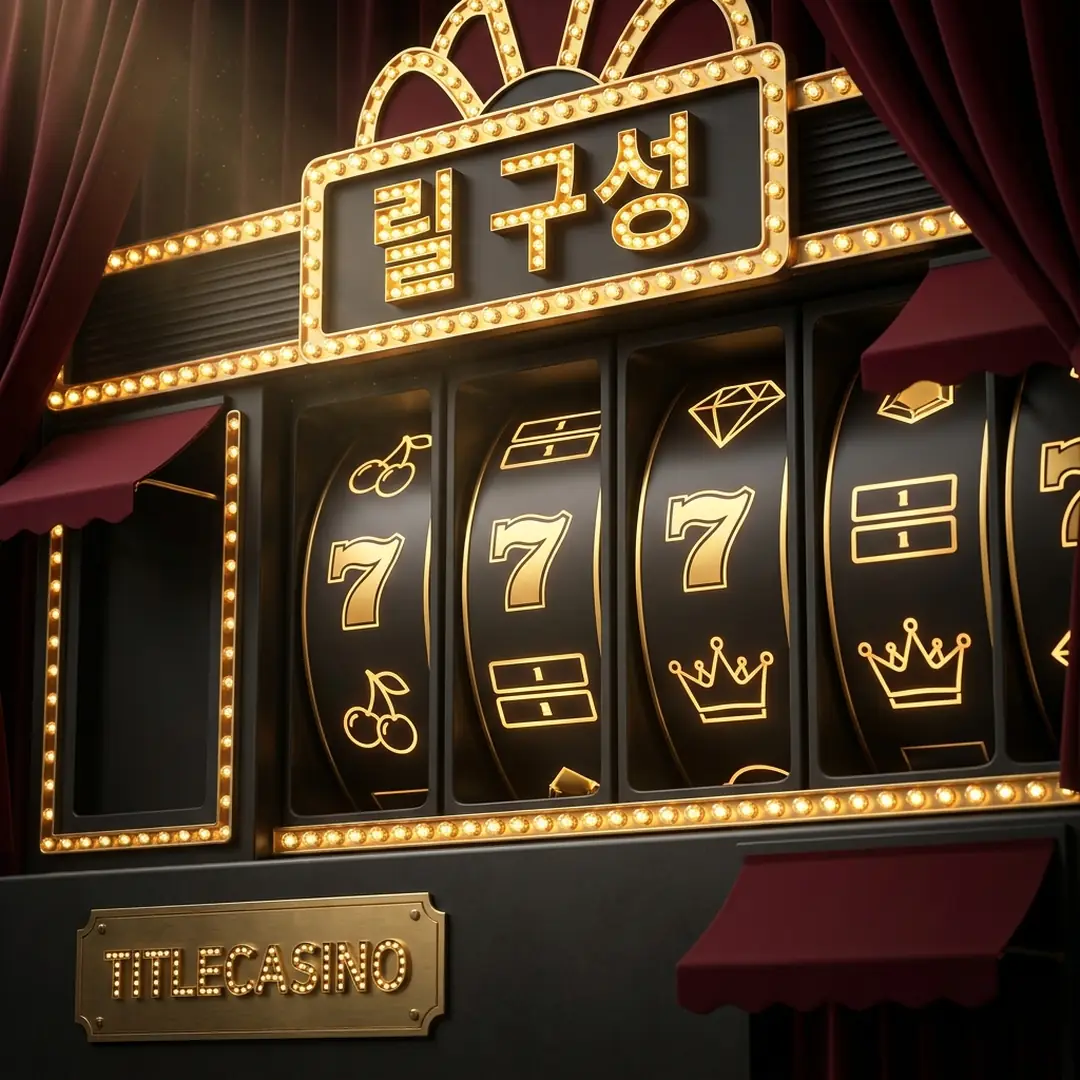 심볼이 정렬된 릴과 보너스 연출이 전구 조명 아래 빛나는 슬롯 릴 클로즈업, 캐비닛에 영문 로고가 보이는 모습